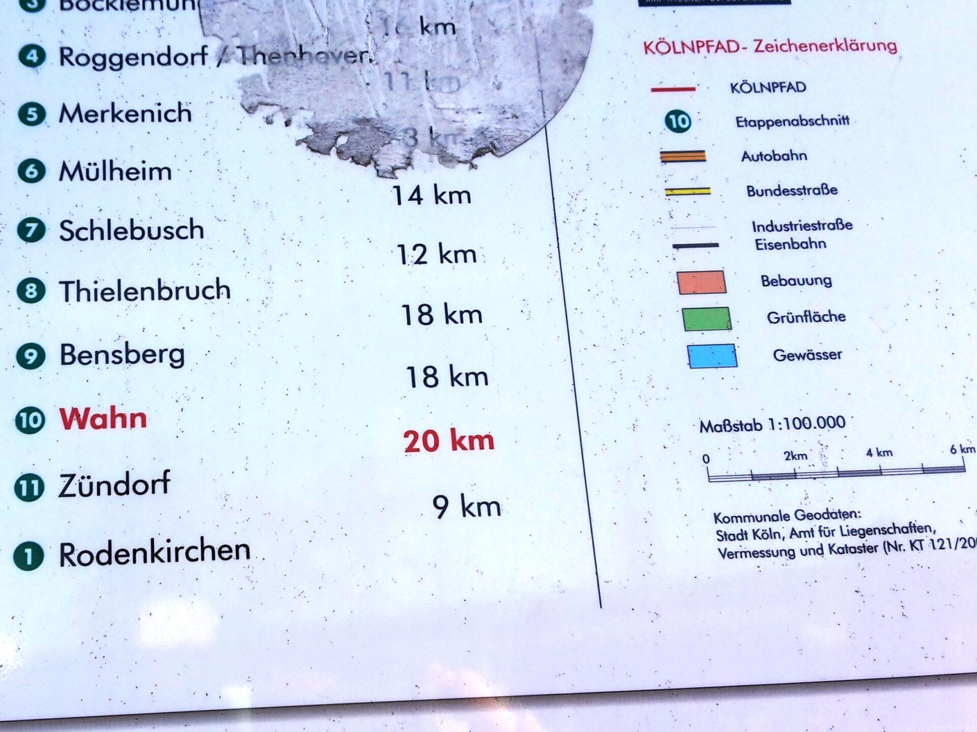Kölnpfad Etappe 10 von Wahn nach Zündorf in 20 km