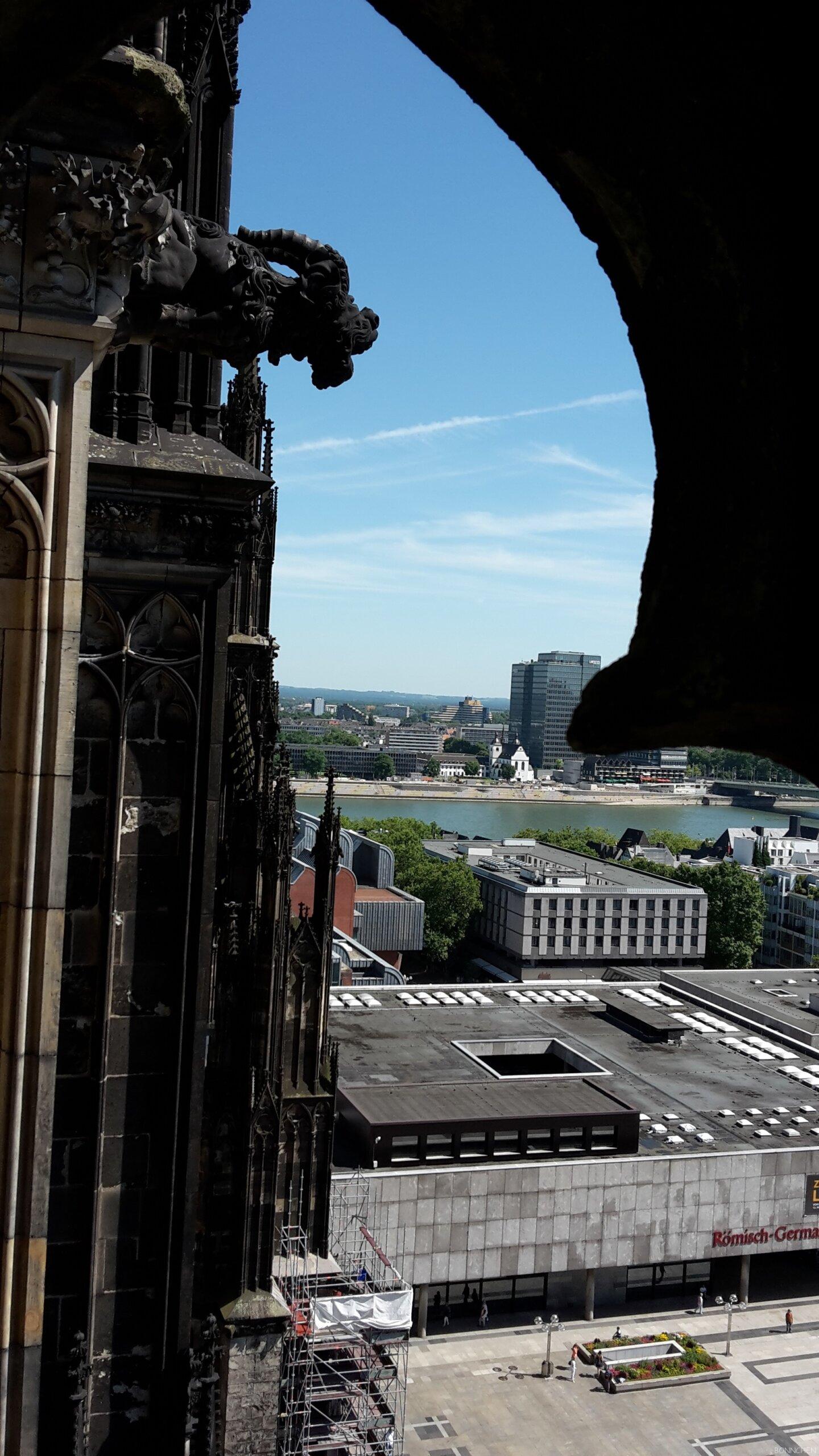 Wasserspeier beim Kölner Dom besteigen